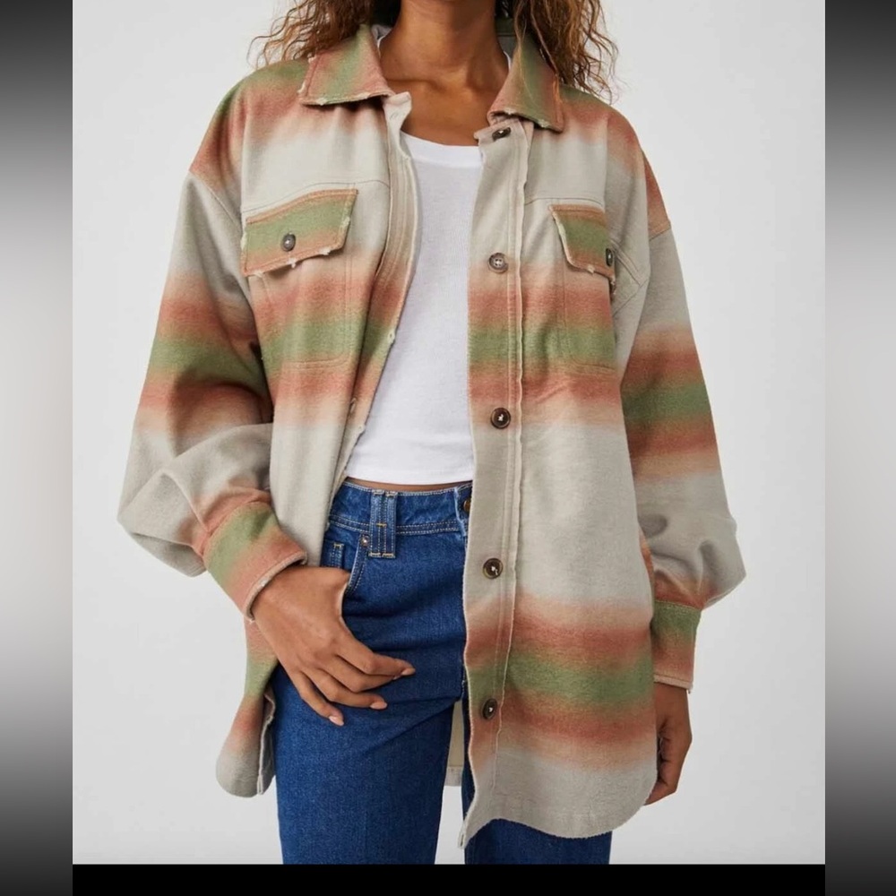 FREE PEOPLE WOMEN'S OMBRE SERAPE PRINT RUBY JACKET SIZE LARGE